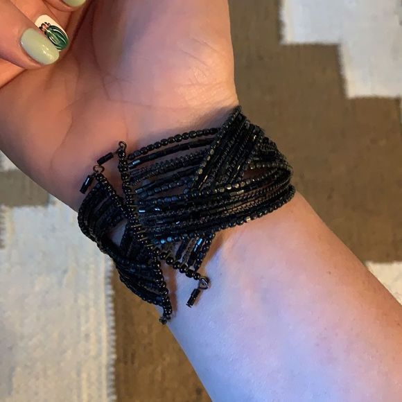 Black Beaded Wrap Bracelet - Picture 2 of 5